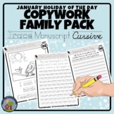 January Copywork Handwriting Practice Family Pack