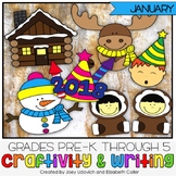 January Craftivity With Writing - 7 PRINT AND GO CRAFTS!