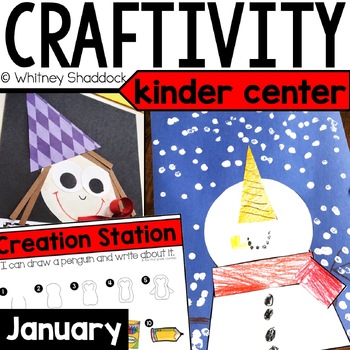 Preview of January Craftivity & Directed Drawing Creation Station for Kindergarten
