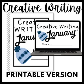 Preview of January Creative Writing Google Slides and Printable Version Bundle