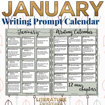 Creative Writing Prompts for January by Literature Daydreams | TPT