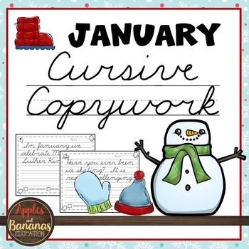 Preview of January Cursive Copywork - Cursive Handwriting Practice