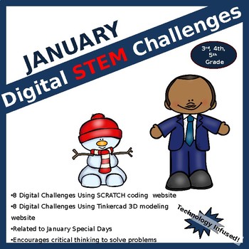 Preview of January DIGITAL STEM challenges | coding | winter |  Martin Luther King Jr.