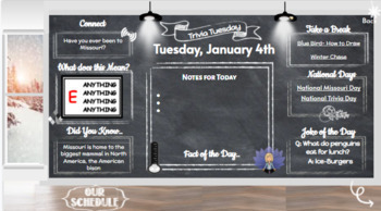 Preview of January Daily Class Meeting Slides w/ SEL prompt, Check-ins, Jokes, & MORE