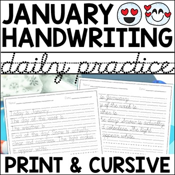 Preview of January Daily Handwriting Practice | Print Handwriting | Cursive Handwriting