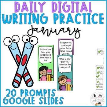 Preview of January Daily Journal Prompts | Digital Prompts Google Slides Distance Learning