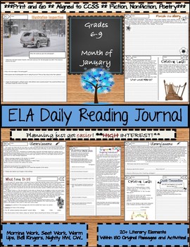 Preview of January Daily Morning Work ELA Bell Ringer for Middle School
