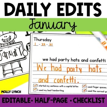Preview of Everyday Edits January | Daily Sentences Edits for 1st Grade