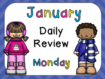 Preview of January Daily Review PowerPoints for Kindergarten~ Great for Calendar Time!