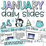 January Daily Slides with Timers | Winter Themed Slides