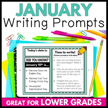 Preview of January 1st & 2nd Grade Daily Writing Prompts, Sentence & Paragraph Writing