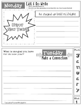 Daily Writing Practice January by Check In with Mrs G | TPT