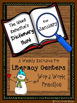 Preview of Dictionary Hunts for Literacy Centers- January