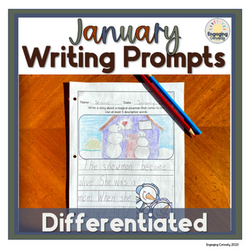 January Differentiated Daily Journal Writing Prompts for K, Grade 1 and ...