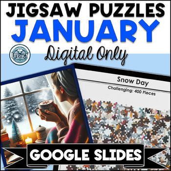 Preview of January Digital Jigsaw Puzzles - Winter & Holiday Themes - Middle & High School