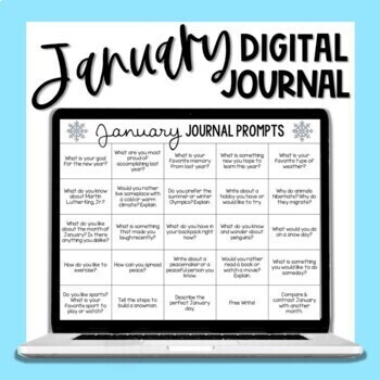 Preview of January Digital Writing Journal - 25 Writing Prompts