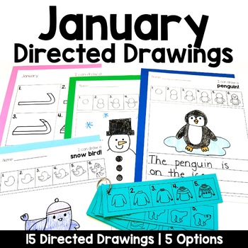 Preview of January Directed Drawings with Shapes | Winter |