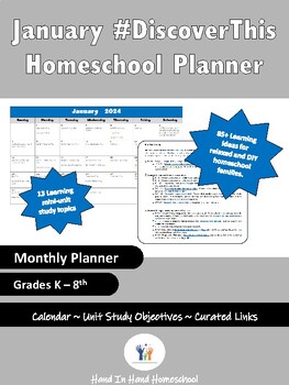 Preview of January #DiscoverThis Homeschool Planner