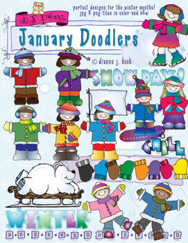 Preview of January Doodlers Kids Clip Art for Winter Fun and Snow Days by DJ Inkers