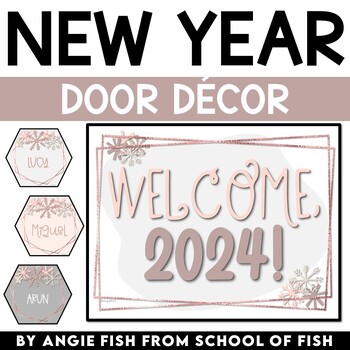 Preview of New Year Door Decorations | New Years Bulletin Board | New Years 2024