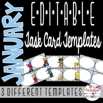Preview of January EDITABLE Task Card TEMPLATES