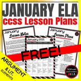 January ELA Lesson Plans FREE