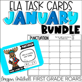 January ELA Task Card Activities Centers, Scoot, Fast Fini