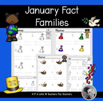 Preview of January Fact Families | New Year | Martin Luther King | Related Facts  Equations