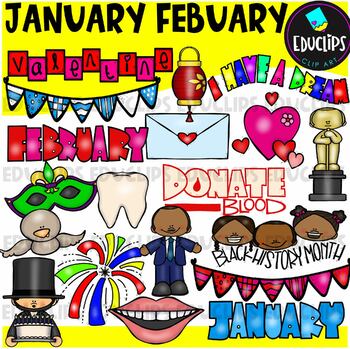 Preview of January February Clip Art Set {Educlips Clipart}