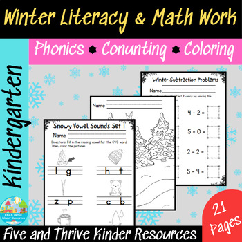 Preview of January February Winter Independent or Morning Work Literacy & Math Packet