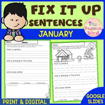 January Fix it Up Sentences | Print & Digital | Google Slides by Miss ...