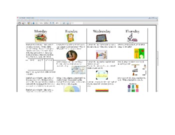 Preview of January Fourth Grade Homework Calendar Publisher Version