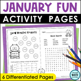 January Fun Pages Early Finishers Printable Worksheets