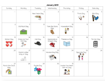 January Funny Holidays Calendar & Positional Language by FUNctional Special  Ed
