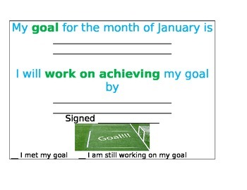 Preview of January Goal Sheet