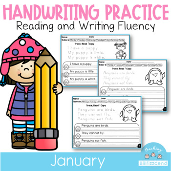 Whole Year Themed Daily Handwriting Practice Worksheets with Daily