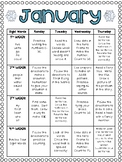 January Homework Calendar: A Month of Homework for Kinderg