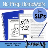 January Homework Packet for Speech Language Therapy