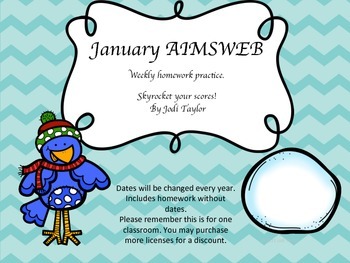 Preview of January Homework Practice for AIMSWEB or DIBELS