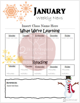 Preview of January Homework and Newsletters