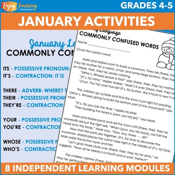 Preview of January Independent Work Packet - Winter Early or Fast Finisher, Sub Plans