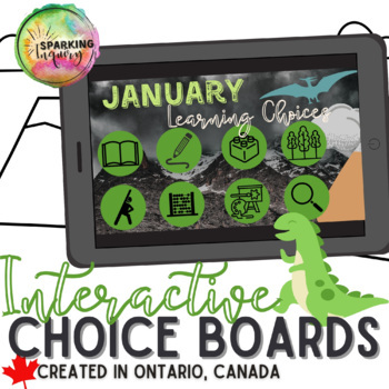 Preview of January Interactive Choice Boards: Distance Learning Google Slides {editable!}