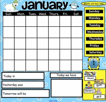 Preview of January Interactive SmartBoard Calendar ~Two choices