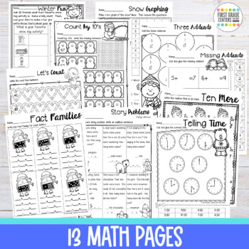 Winter Worksheets First Grade by First Grade Centers and More | TpT