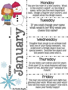 January Journal Prompt Clips by The Racette Gazette | TpT