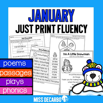 January Just Print Fluency Pack by Miss DeCarbo | TpT