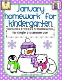 January Kindergarten Common Core Homework