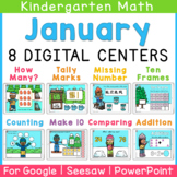 January Kindergarten DIGITAL Math Centers | Google Slides 