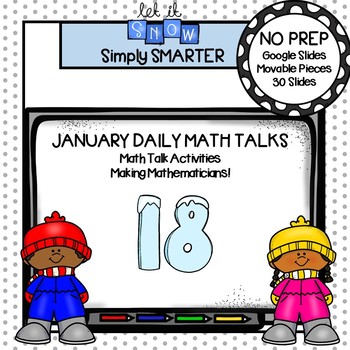 Preview of January Kindergarten Digital Daily Math Talks For GOOGLE SLIDES
