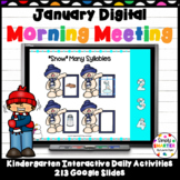 January Kindergarten Digital Morning Meeting For GOOGLE SLIDES
